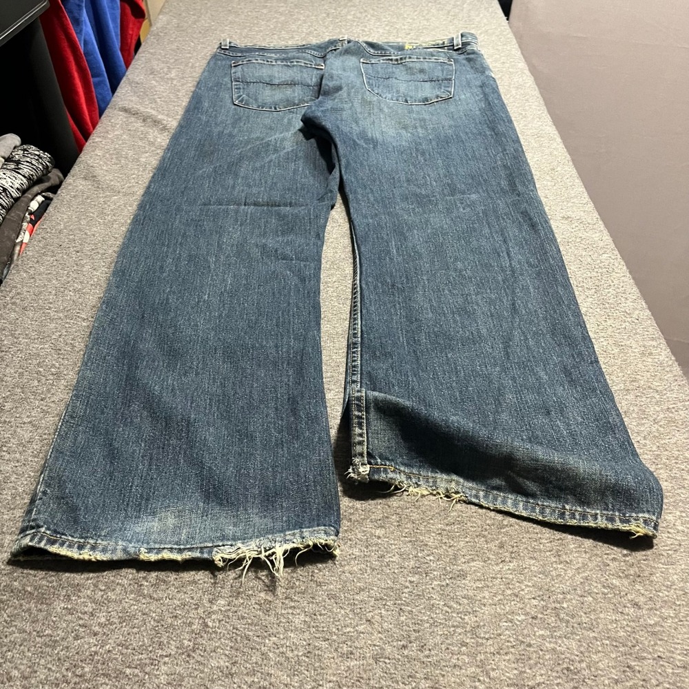 Nautica Jeans Co Mens 38x32 Relaxed Wide Leg Distressed Baggy Blue Denim Jeans